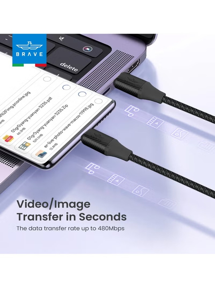 BRAVE2in160WCtoC&L Fast Charging Data Cable