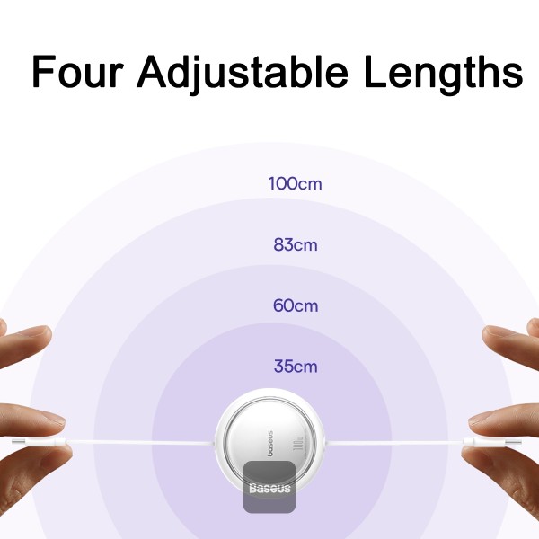 Baseus Free2Draw Mini Retractable Charging Cable Type-C to Type-C 100W 1m Moon White