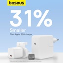 Baseus GaN5 1-Port USB-C 30W Fast Mini Wall Charger - Moon White
