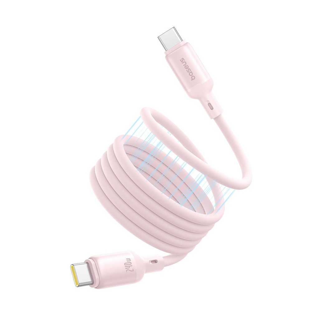 Baseus PicoGo USB-C to USB-C Magnetic Liquid Silicone 240W Fast Charging Cable 1m - Baby Pink