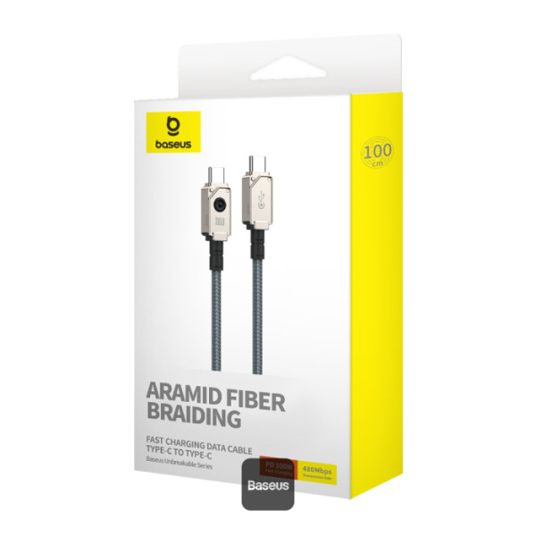 Baseus Unbreakable Series Fast Charging Data Cable Type-C to Type-C 100W 1m Stellar White