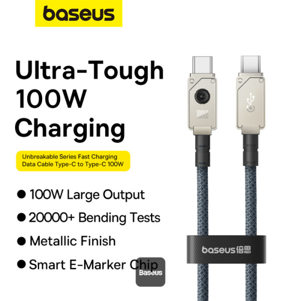 Baseus Unbreakable Series Fast Charging Data Cable Type-C to Type-C 100W 1m Stellar White