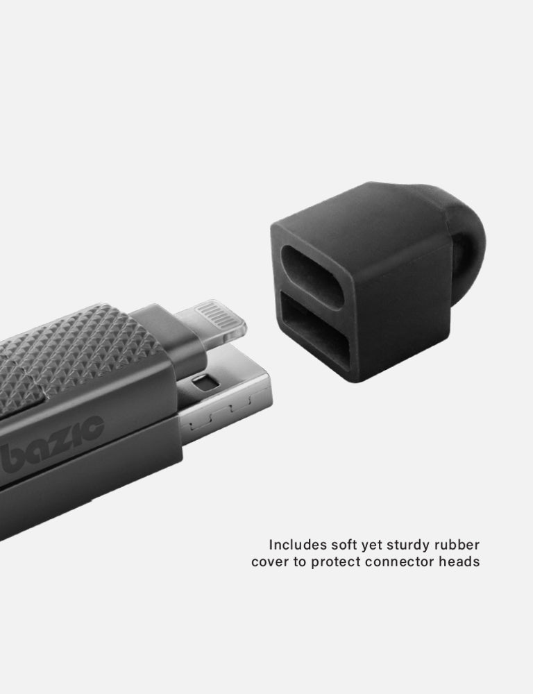 Bazic GoCharge 4 in 1 Input USB A and USB-C to Output USB-C and Lightning Cable 15cm - Black