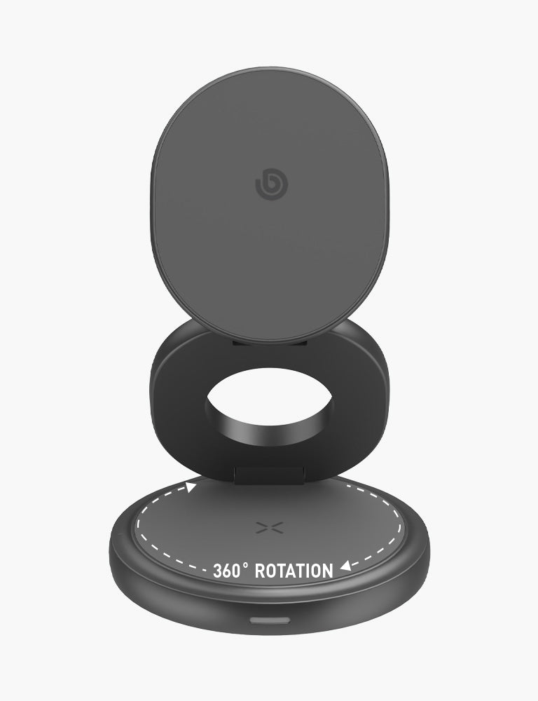 Bazic GoMag Gyre 360 Rotating Base 3 in 1 Wireless Charger - Gunmetal