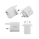 Bazic Velox Kit Bundle 1-Port USB-C & 1-Port USB-A PD 35W Wall Charger with Weave USB-C to USB-C 60W Cable - White
