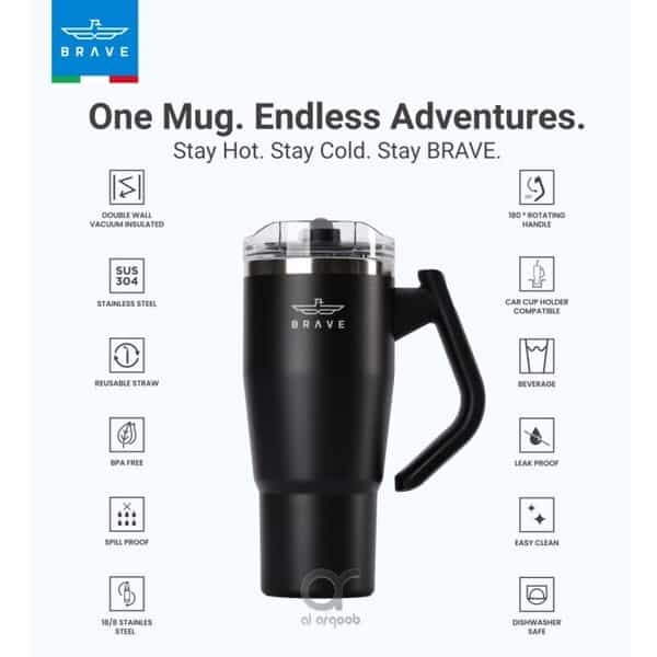 Brave Temp Guard Vacuum Insulated Travel Mug 950ml - Black
