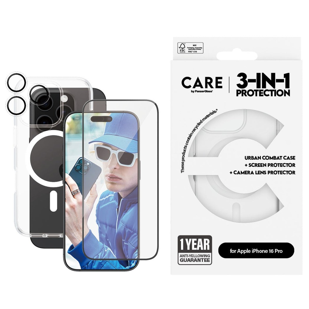 CARE by PanzerGlass® Fashion 3-in-1 Bundle iPhone '24 6.3" Pro