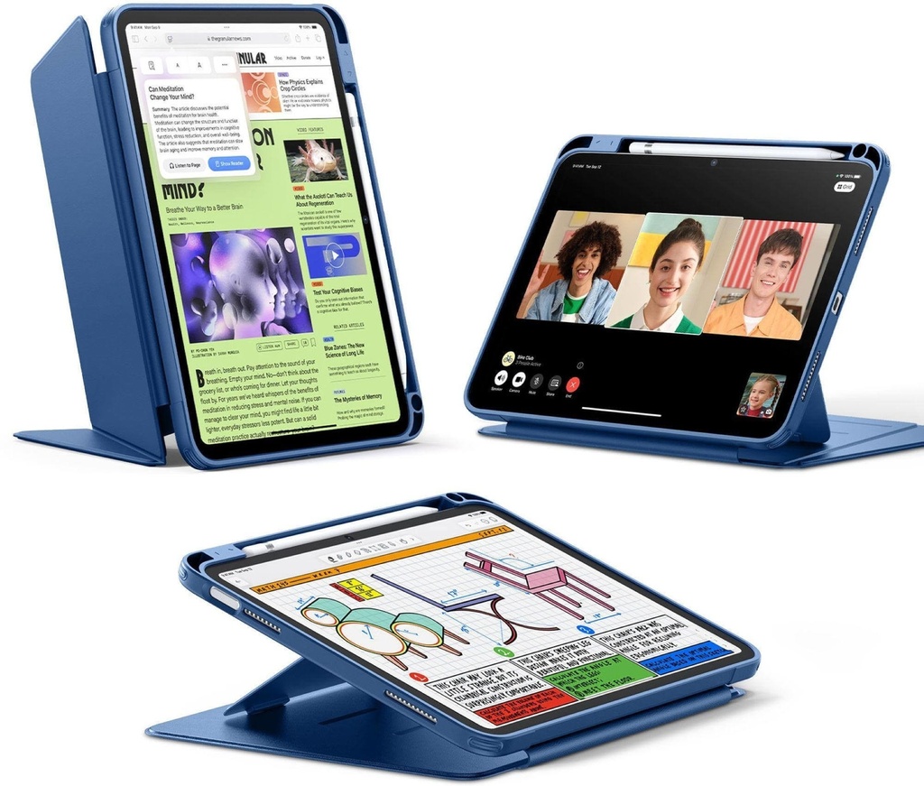 ESR iPad 11 inch/10.9 inch 11th Gen(A16)/10th Gen Flip Hybrid Case (Pencil Holder) blue