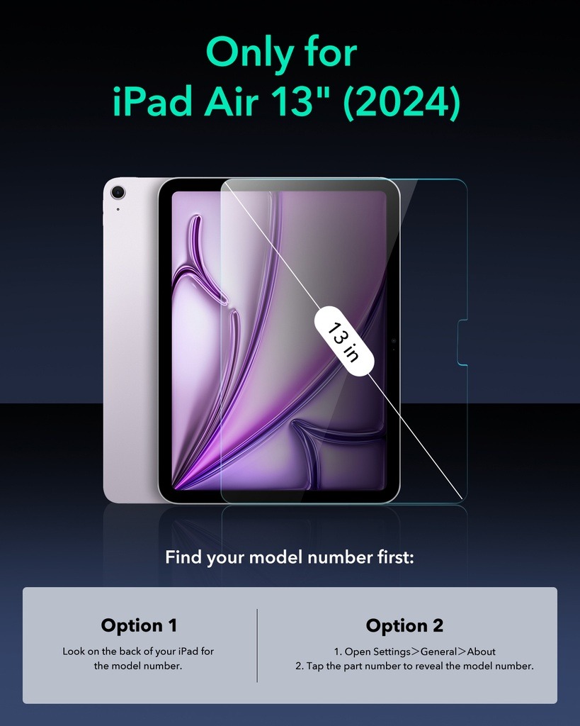 ESR iPad Air 13" 2024 1st Gen / 2nd Gen  Tempered-Glass Screen Protector 1 Pack