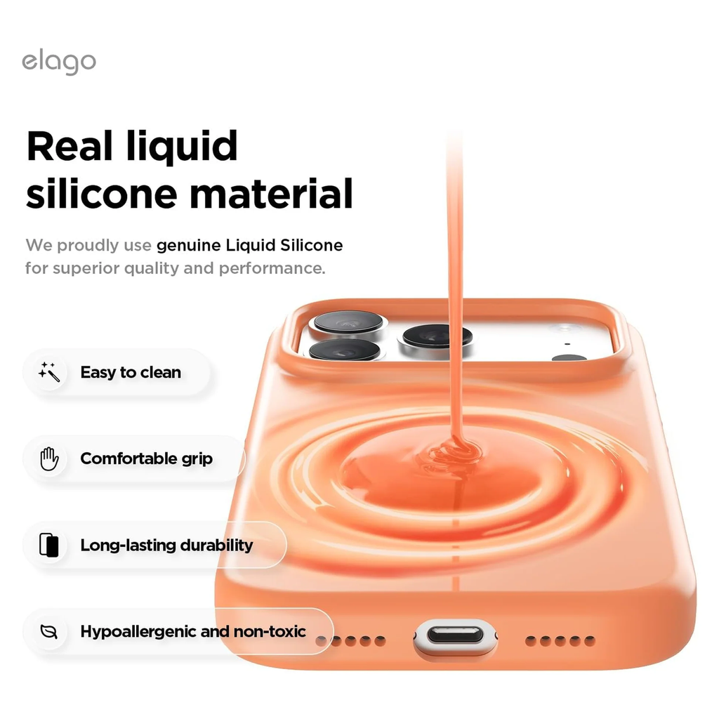 Elago iPhone 17 Pro Max Magnetic Silicone Case (Camera Control Key Included)