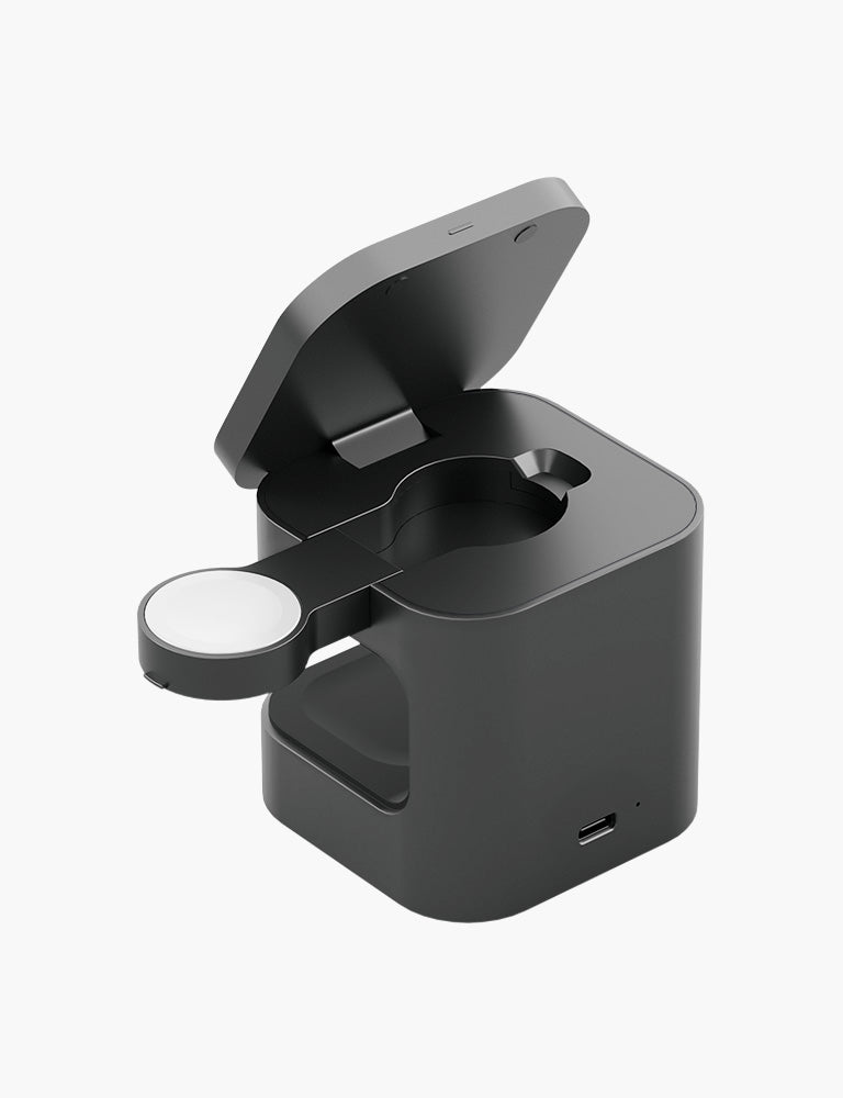 Energea MagCube 3 IN 1 Foldable Magsafe Fast Wireless Charger - Gunmetal
