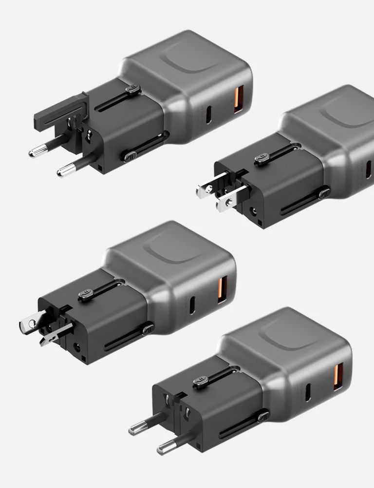 Energea TravelGo 2 Port USB-C 45W PD Travel Adapter - Gunmetal Black