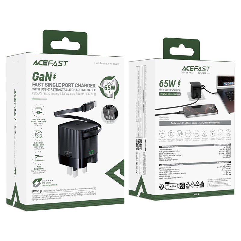 Fast Charge Wall Charger A129 PD65W GaN (2xUSB-C) UK