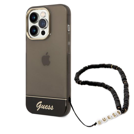 Guess IML Electro Cam Hard Case with Strap for iPhone 14 Pro (6.1") - Transculent Black