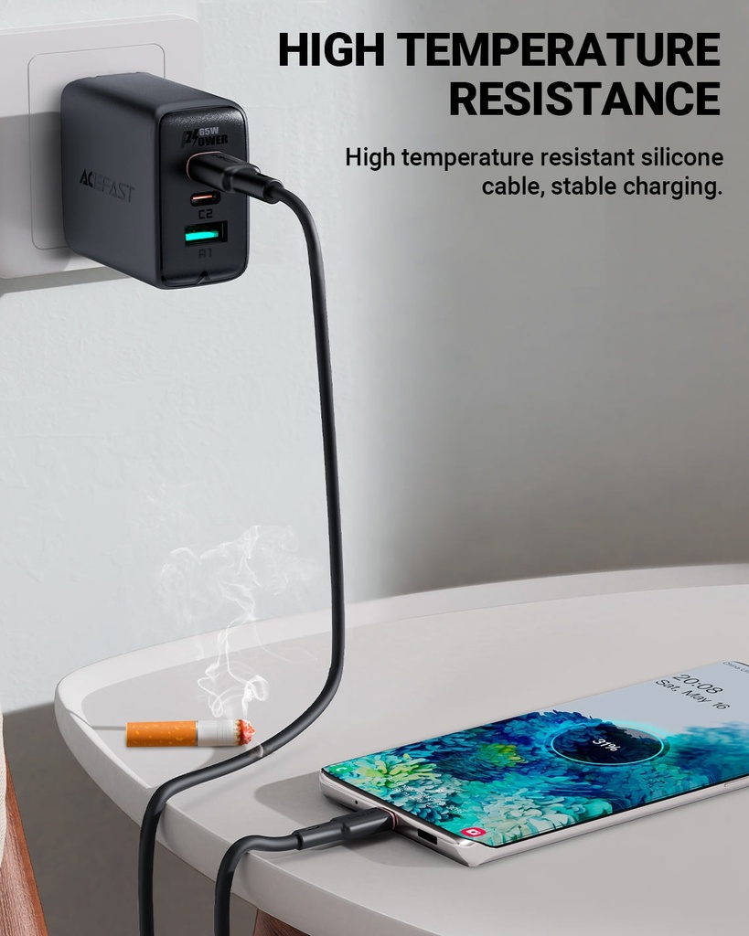 AceFast C2-03 USB-C to USB-C zinc alloy silicone charging data cable