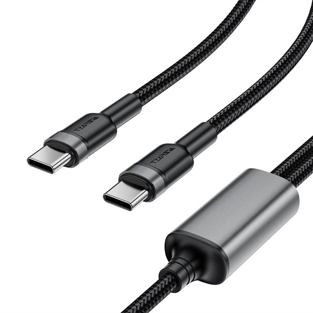AceFast C22-02 USB-C to 2*USB-C 100W aluminum alloy charging data cable