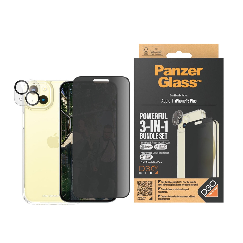 PanzerGlass iPhone 2023 6.7" | 360 Bundle with D3O® | Privacy