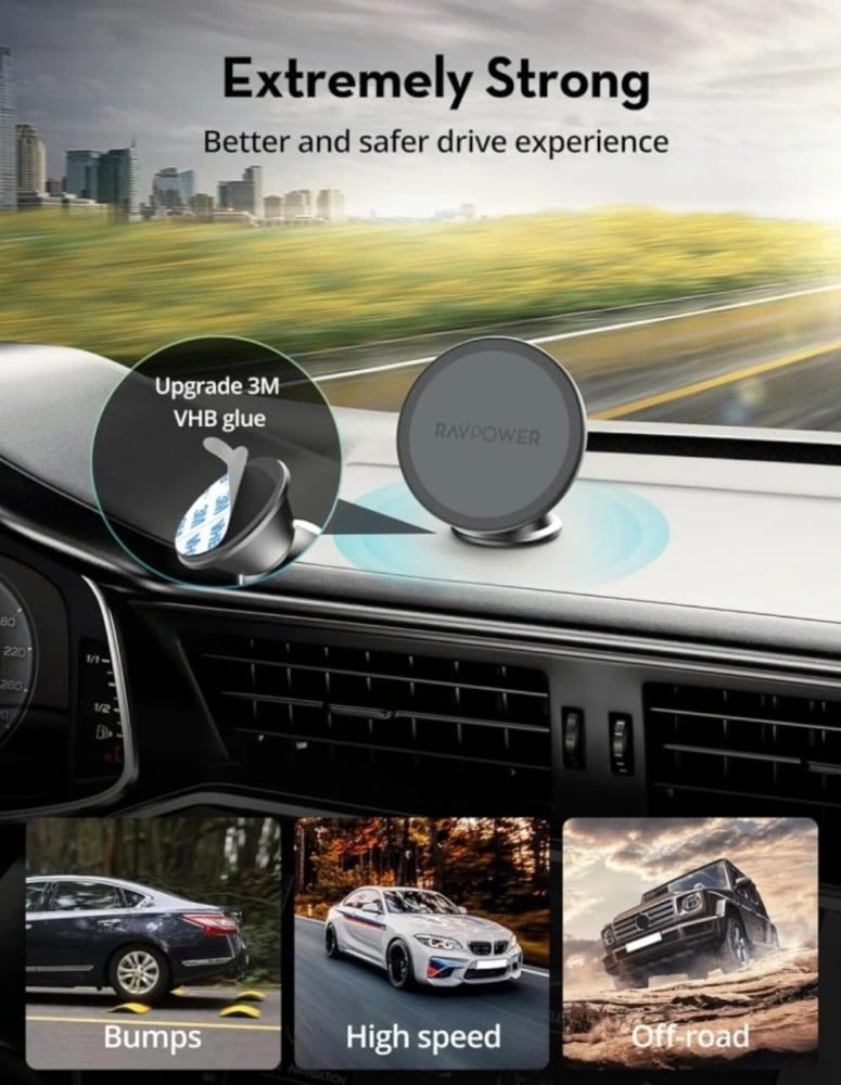 RAVPower 360 Magnetic Car Phone Mount - Black - F5AA
