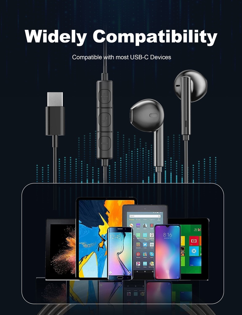 RAVPower RP-BH1006 TypeC wire earbuds Black Global Version