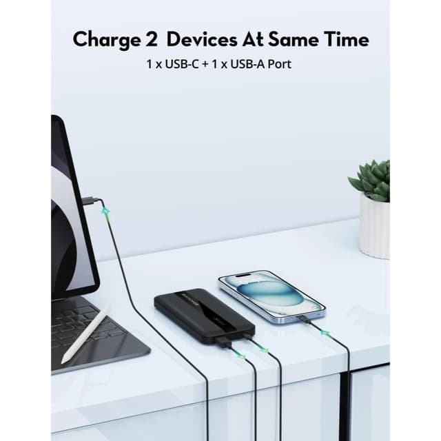 RAVPower RP-PB236 PD Pioneer 20W 3-Port 10000mAh Power Bank Black