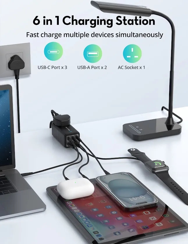 RP-PC1062-75W Power Strip 6-Por toutlets UK Black