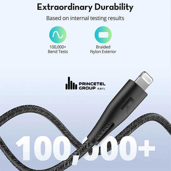 Ravpower Nylon Braided Type-C to Lightning Cable 1.2M - Black