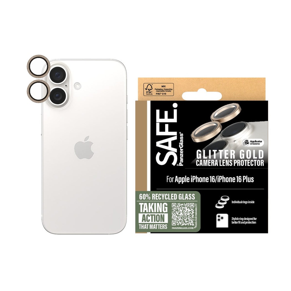 SAFE. by PanzerGlass® Camera Lens Protector Glitter Gold iPhone '24 6.1" | 6.7"