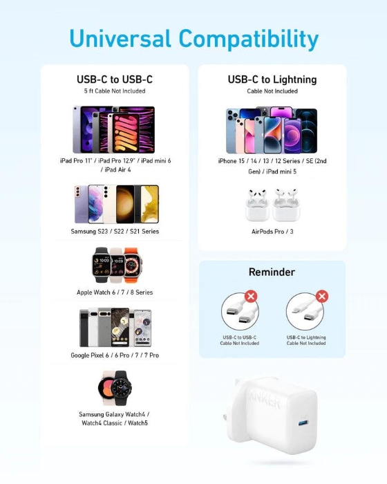 Variant: [A2347K21] Anker 312 Charger 20W -White