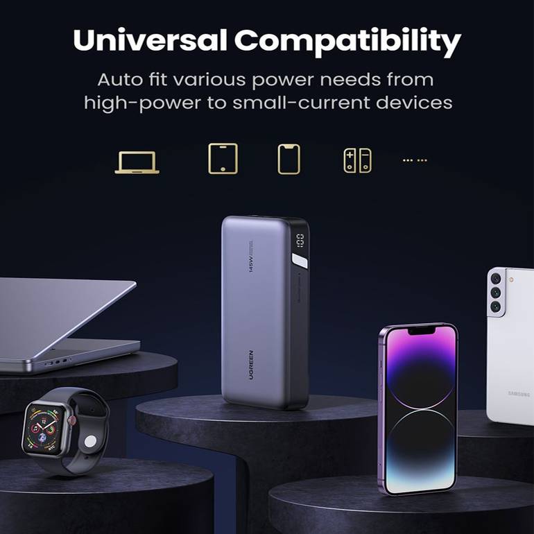 UGREEN 25000mAh Power Bank with Built-in Cable