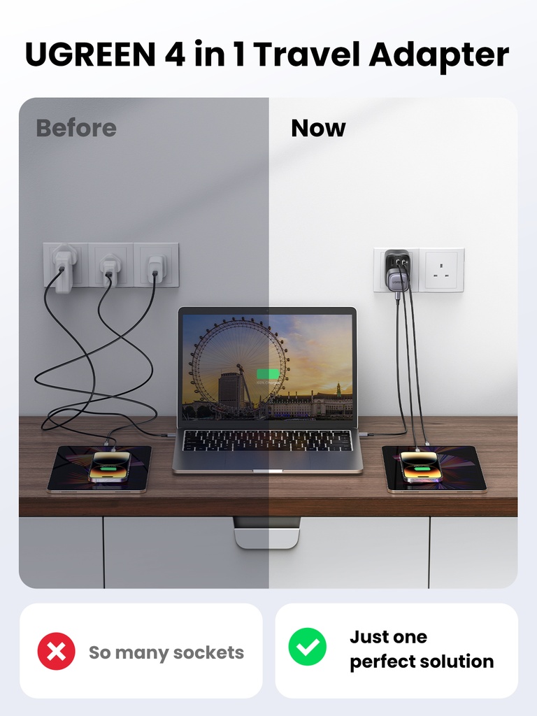 UGREEN 30W Outlet Extender UK (2A1C)CD314