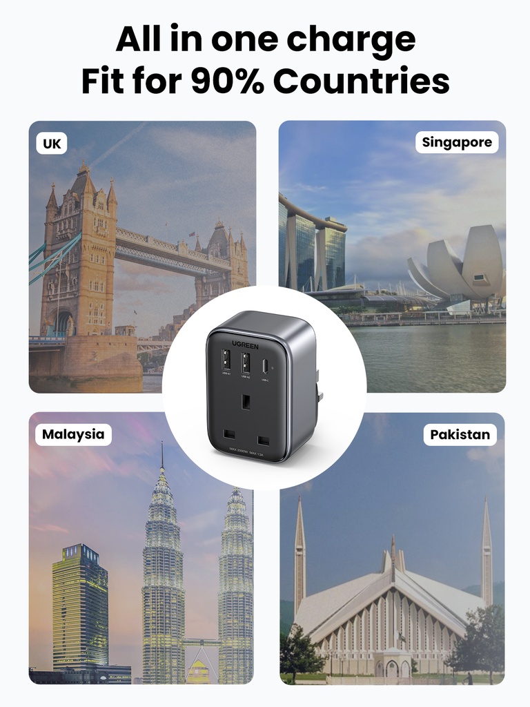 UGREEN 30W Outlet Extender UK (2A1C)CD314