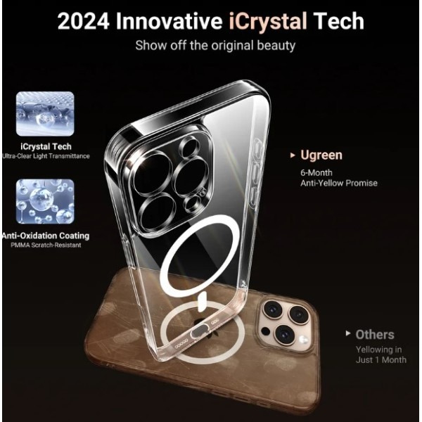 UGREEN Classy Clear Magnetic Protective Case for iPhone 16 Pro (Clear)