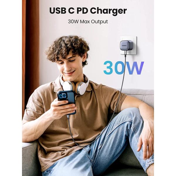 UGREEN Nexode 30W USB-C PD GaN Fast Charger UK (Space Gray)