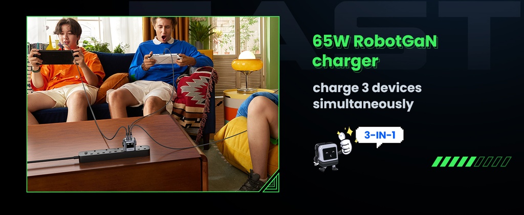 UGREEN Nexode 65W 3-Port GaN Fast Charger Pnk Ble UK35857