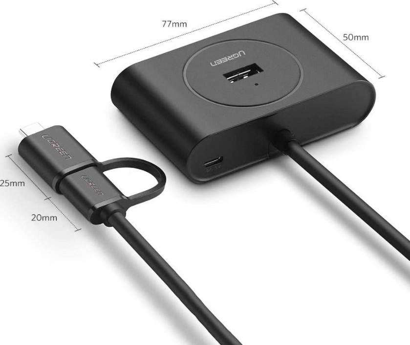 UGREEN USB 3.0 HUB with USB-C port 1m (Black)