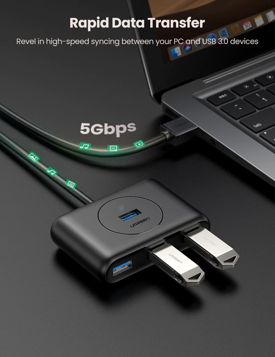 UGREEN USB 3.0 Hub 0.5m (Black)