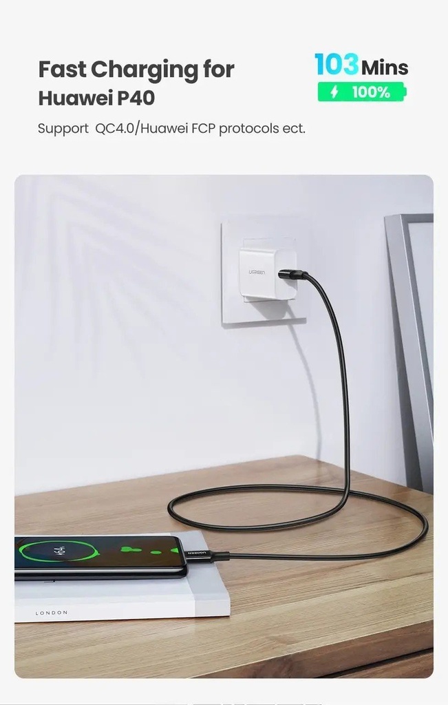 UGREEN USB-C 2.0 Charging Cable 100W 2m (Black)US300