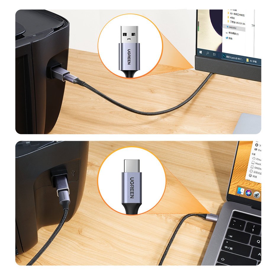UGREEN USB2.0 USB-C/F to USB2.0 B/M Adapter Aluminum Case US382