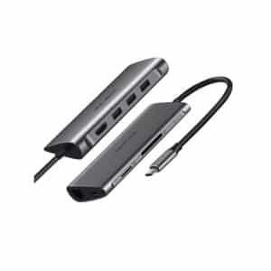 Ugreen USB C Hub 8in 1 Type-C to HDMI +USB 3.0*3 +PD power Converter - Grey