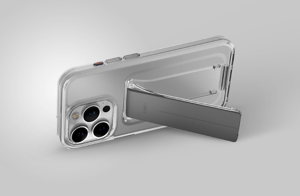 Uniq Hybrid Heldro Mount With Stand Case for iPhone 15 Pro - Vapour Smoke 