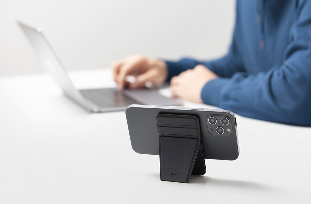 Uniq Lyft Magnetic Snap-on Stand and Card Holder for iPhone - Nautical Blue 