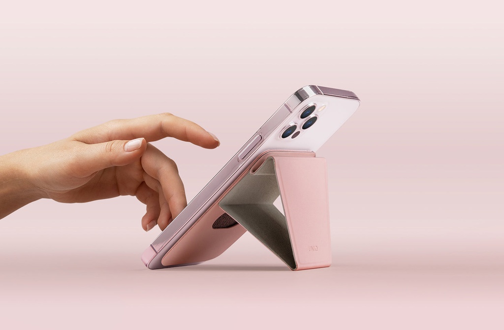 Uniq Lyft Magnetic Snap-on Stand and Card Holder for iPhone - Toffee Brown 