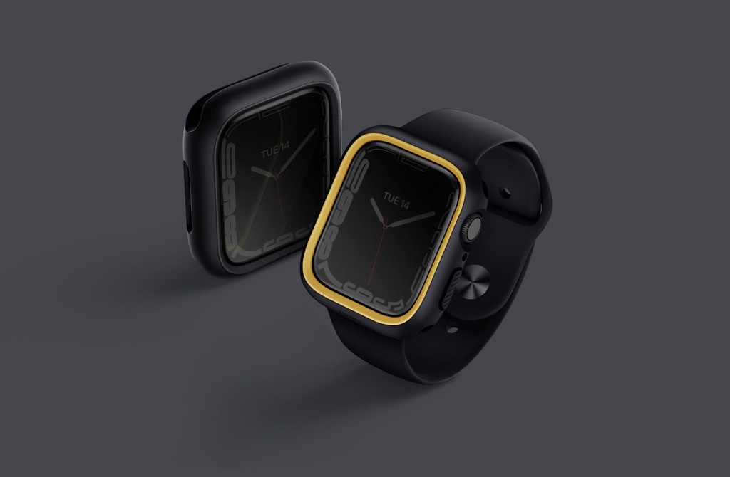 Uniq Moduo Case For Apple Watch With Interchangeable Bezel 41/40 mm - Black/Mustard 