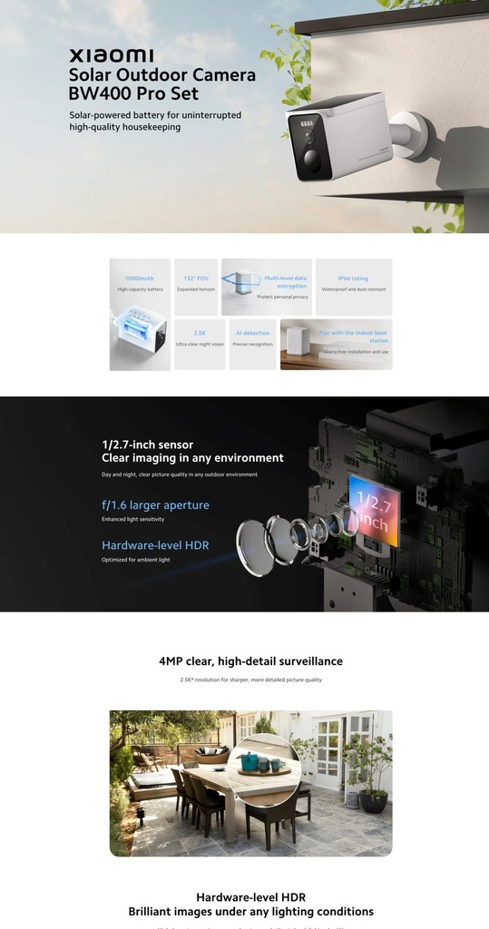 Xiaomi Solar Outdoor Camera BW400 Pro Set