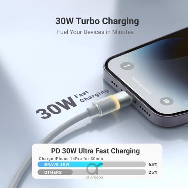 BRAVE FlexCharge Pro 30W Lightning fast charging and data cable BDC-50