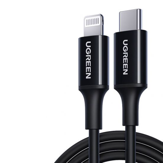 UGREEN USB-C to Lightning M/M Cable Rubber Shell 2m (Black)US171