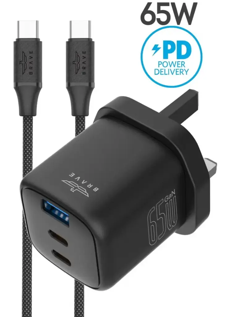BRAVE 65W GAN FAST CHARGER WITH SMART & SAFE PROTECTION CHIP Black