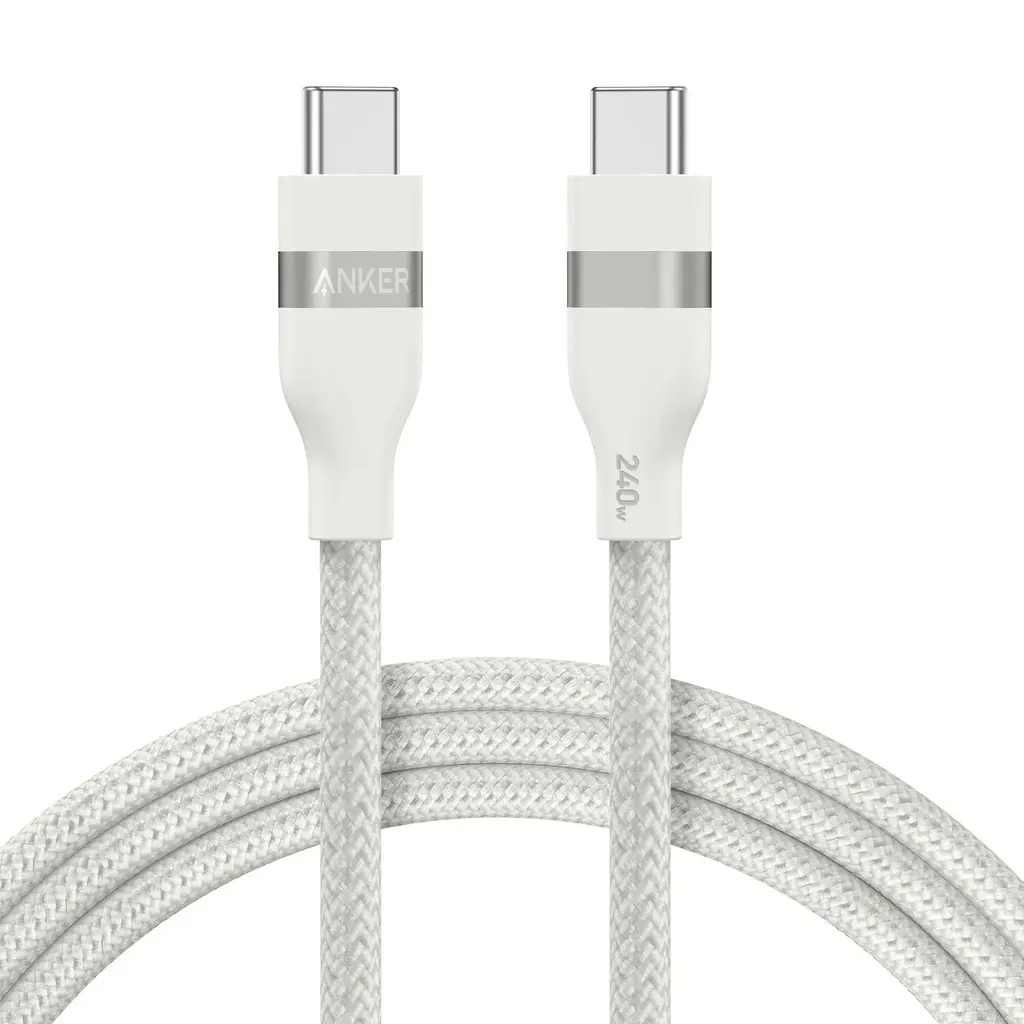 Anker USB-C to USB-C Cable 240W (Upcycled-Braided) (0.9m/3ft) - White 