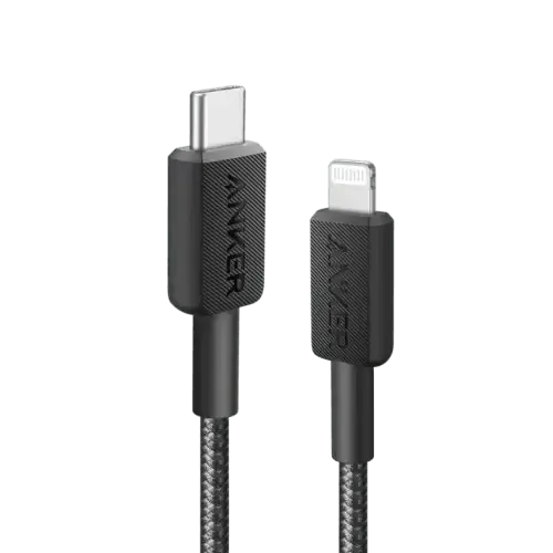 كابل أنكر 322 من USB-C إلى Lightning (مضفر بطول 6 أقدام) أسود 1.80 متر