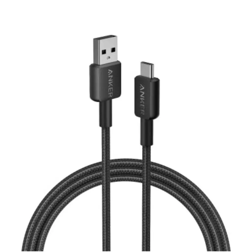 كابل أنكر 322 من نوع USB-A إلى USB-C (طوله 6 أقدام، مضفر) أسود
